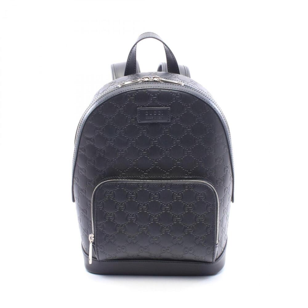 Gucci Guccissima Backpack/Handbag, Leather, Women's, Black, 450967